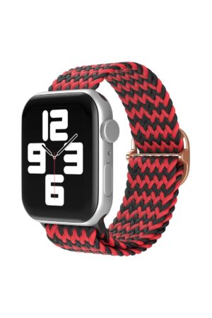 Apple Watch 38mm Star Kordon - Zigzag Kırmızı-Siyah-(5796)