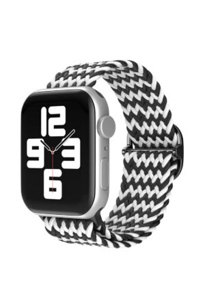 Apple Watch 42mm Star Kordon - Zigzag Siyah-Beyaz-(5796)