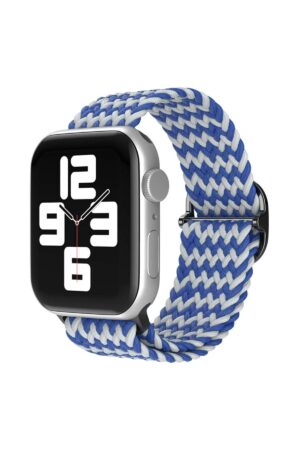 Apple Watch 42mm Star Kordon - Zigzag Beyaz-Mavi-(5796)