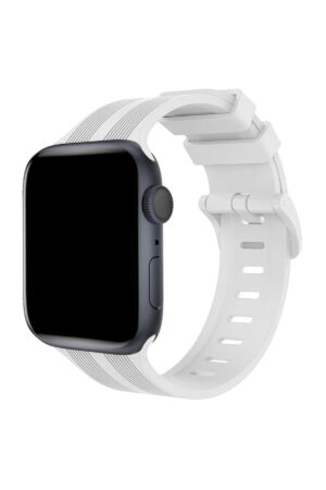 Apple Watch 38mm KR408 Çizgili Silikon Kordon - Beyaz-(5796)