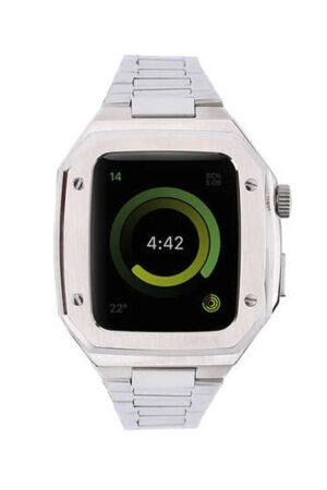 Apple Watch 44mm Metal Petek Kasalı Kordon - Gümüş-(5796)