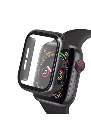 Apple Watch 41mm Camlı Kasa Ekran Koruyucu - Siyah-(5796)