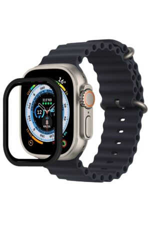 Apple Watch Ultra 49mm Alüminyum Kasa Cam Ekran Koruyucu - Siyah-(5796)