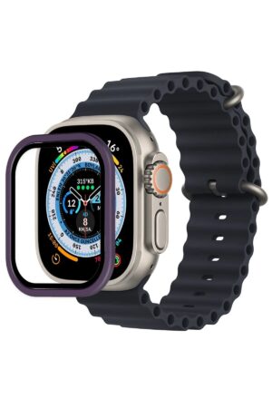 Apple Watch Ultra 49mm Alüminyum Kasa Cam Ekran Koruyucu - Mor-(5796)