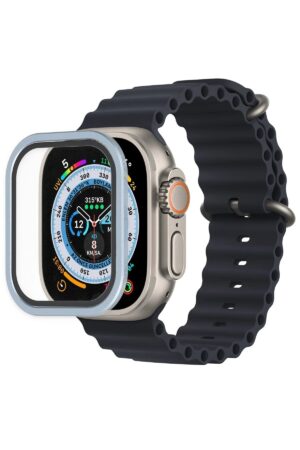 Apple Watch Ultra 49mm Alüminyum Kasa Cam Ekran Koruyucu - Mavi-(5796)