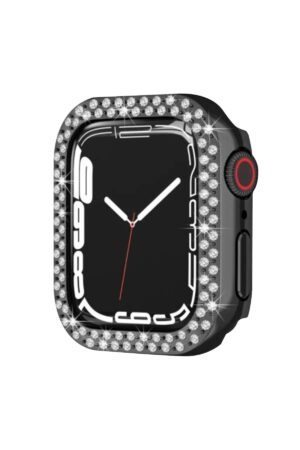 Apple Watch 42mm Taşlı Kasa - Siyah-(5796)