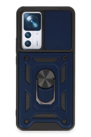 Xiaomi Mi 12T Pro Kılıf Pars Lens Yüzüklü Silikon - Lacivert-(5796)