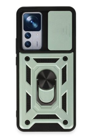 Xiaomi Mi 12T Pro Kılıf Pars Lens Yüzüklü Silikon - Yeşil-(5796)