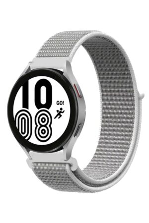 Samsung Galaxy Watch 4 Hasırlı Cırtcırtlı Kordon - Beyaz-(5796)