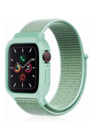Apple Watch 38mm Hasırlı Cırtcırtlı Kasalı Kordon uaz-(5796)