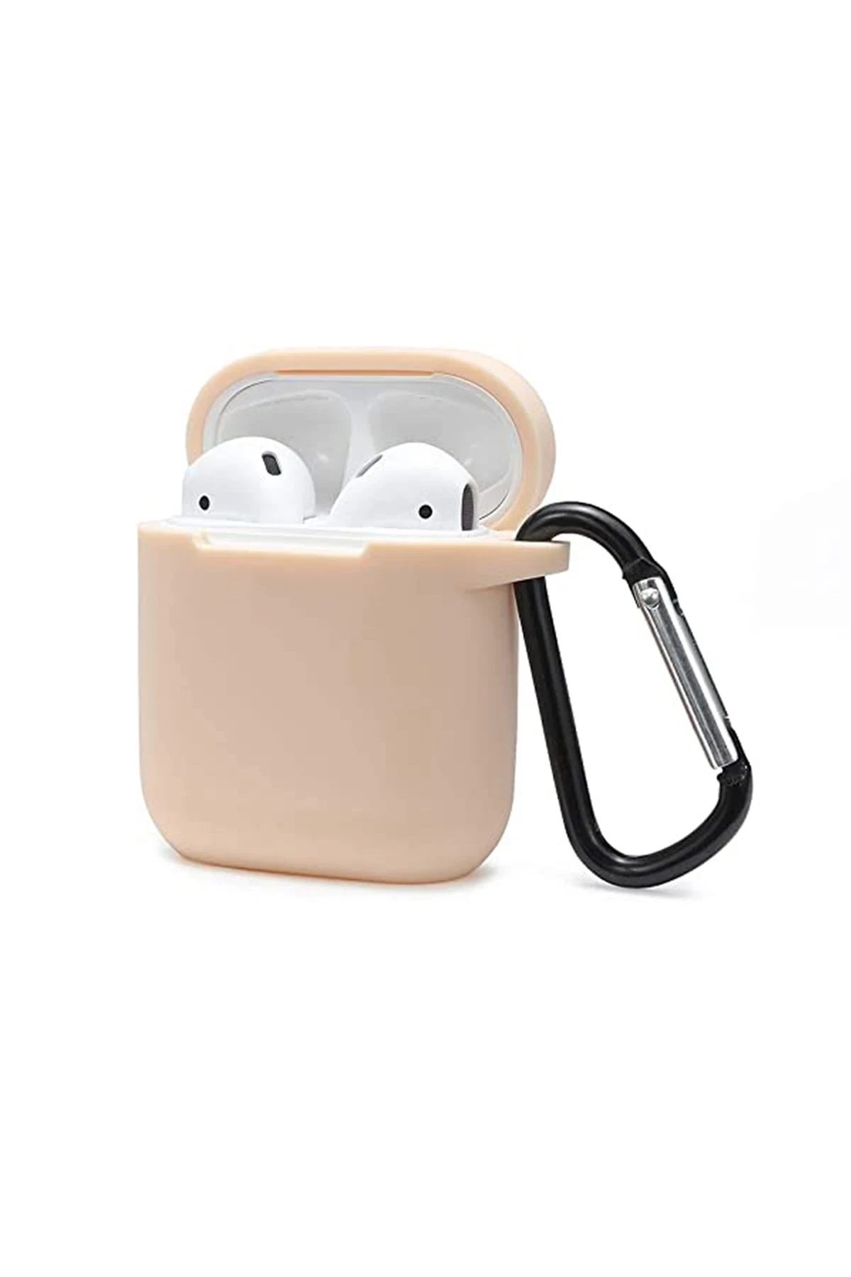 Airpods 2 (2.nesil) Sert Silikon Kılıf - Bej-(5796)
