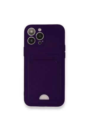 iPhone 13 Pro Kılıf Kelvin Kartvizitli Silikon - Derin Mor-(5796)