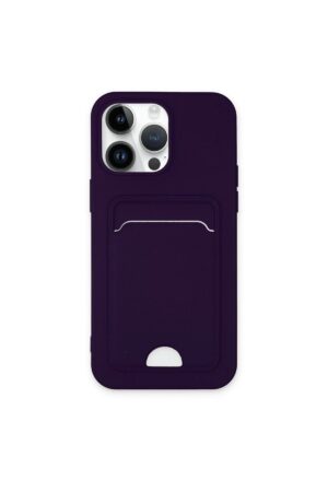 iPhone 14 Pro Max Kılıf Kelvin Kartvizitli Silikon - Derin Mor-(5796)