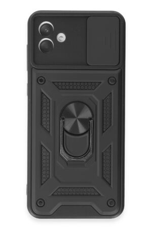 Samsung Galaxy A04E Kılıf Pars Lens Yüzüklü Silikon - Siyah-(5796)