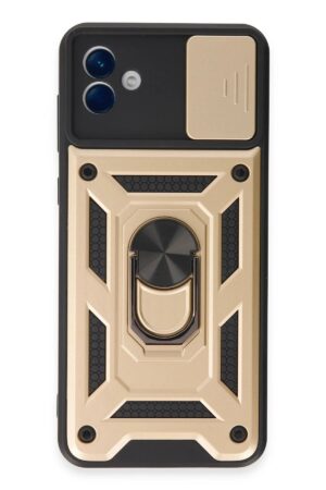 Samsung Galaxy A04E Kılıf Pars Lens Yüzüklü Silikon - Gold-(5796)