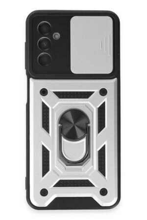 Samsung Galaxy A14 4G Kılıf Pars Lens Yüzüklü Silikon - Gümüş-(5796)