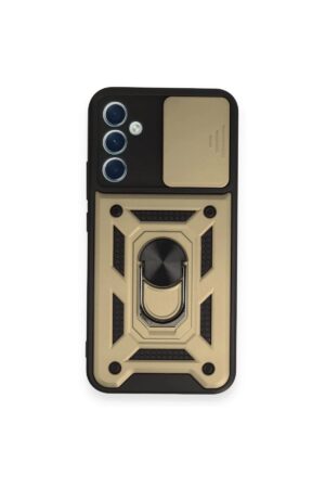 Samsung Galaxy A54 5G Kılıf Pars Lens Yüzüklü Silikon - Gold-(5796)