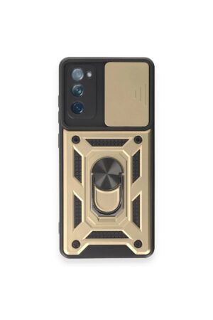 Samsung Galaxy S20 FE Kılıf Pars Lens Yüzüklü Silikon - Gold-(5796)