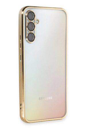 Samsung Galaxy A34 5G Kılıf Lensli Silikon - Gold-(5796)