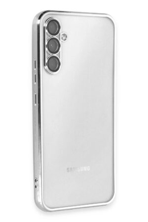 Samsung Galaxy A34 5G Kılıf Lensli Silikon - Gümüş-(5796)