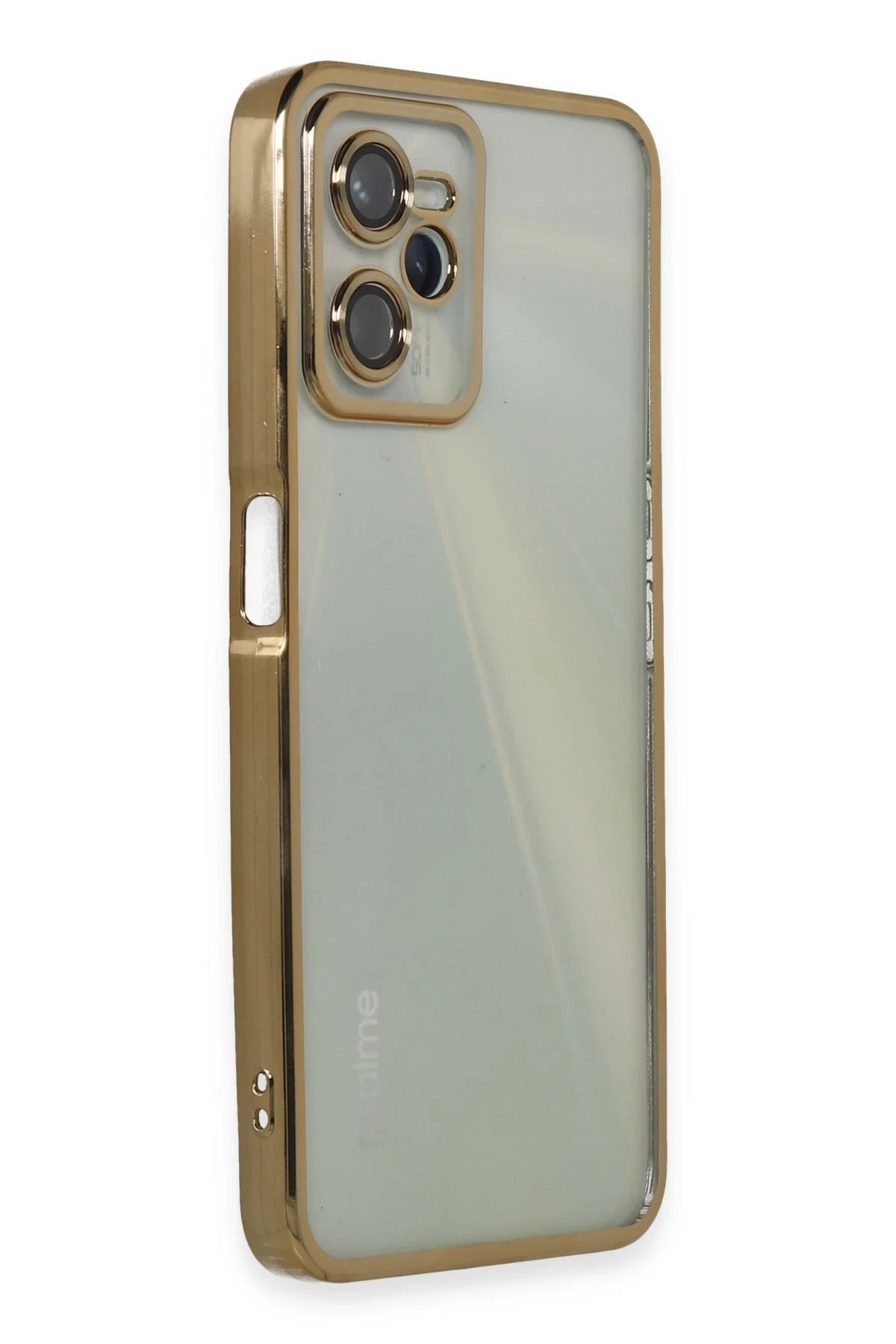 Realme C35 Kılıf Lensli Silikon - Gold-(5796) - Görsel 2