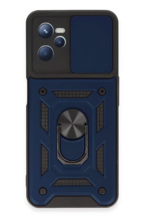 Realme C35 Kılıf Pars Lens Yüzüklü Silikon - Lacivert-(5796)