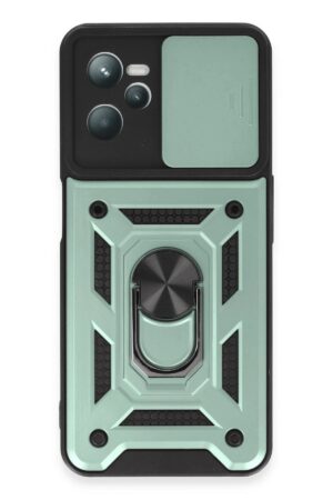 Realme C35 Kılıf Pars Lens Yüzüklü Silikon - Yeşil-(5796)