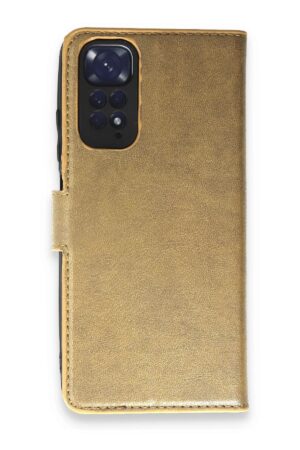 Xiaomi Redmi Note 11 Pro Kılıf Trend S Plus Kapaklı Kılıf - Gold-(5796)