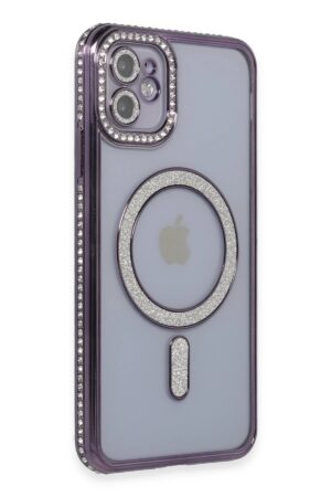 iPhone 11 Kılıf Joke Simli Magneticsafe Kılıf - Derin Mor-(5796)