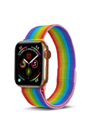 Apple Watch 38mm Metal Mıknatıslı Kordon - Gökkuşağı-(5796)
