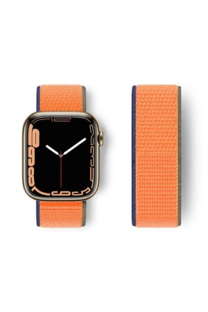 Apple Watch 42mm Hasırlı Cırtcırtlı Kordon - Turuncu-(5796)
