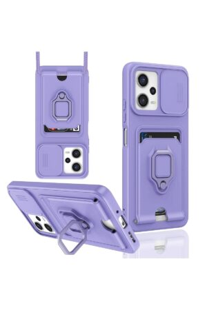 Xiaomi Poco X5 5G Kılıf Zuma Kartvizitli Yüzüklü Silikon - Lila-(5796)