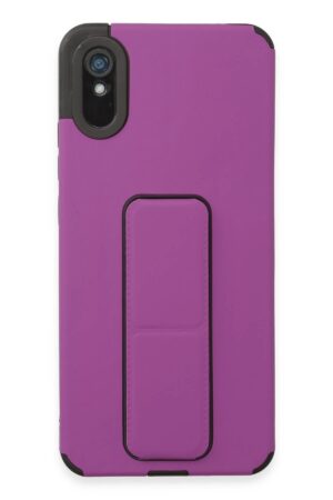 Xiaomi Redmi 9A Kılıf Mega Standlı Silikon - Mor-(5796)