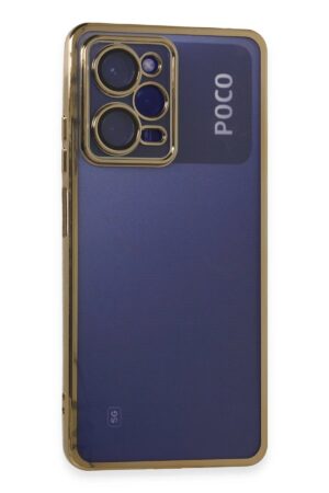 Xiaomi Poco X5 Pro 5G Kılıf Lensli Silikon - Gold-(5796)