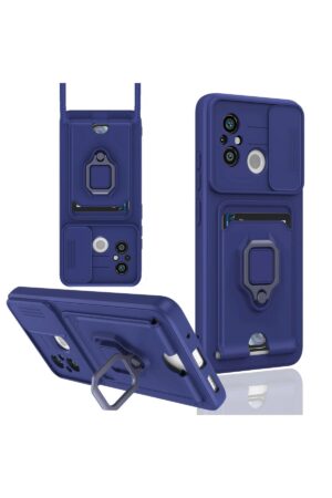 Xiaomi Redmi 12C Kılıf Zuma Kartvizitli Yüzüklü Silikon - Lacivert-(5796)