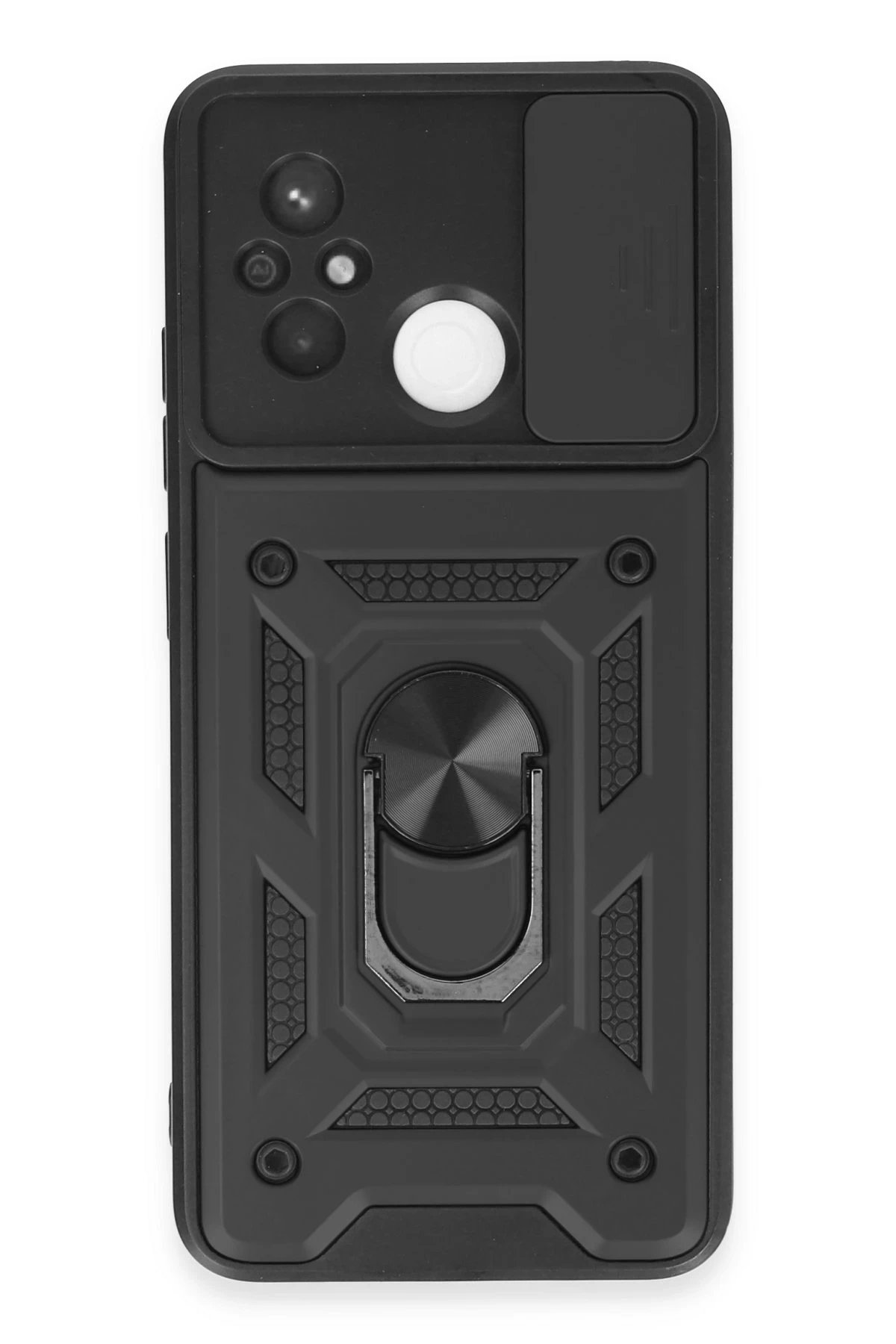 Xiaomi Redmi 12C Kılıf Pars Lens Yüzüklü Silikon - Siyah-(5796)