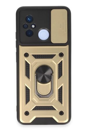 Xiaomi Redmi 12C Kılıf Pars Lens Yüzüklü Silikon - Gold-(5796)