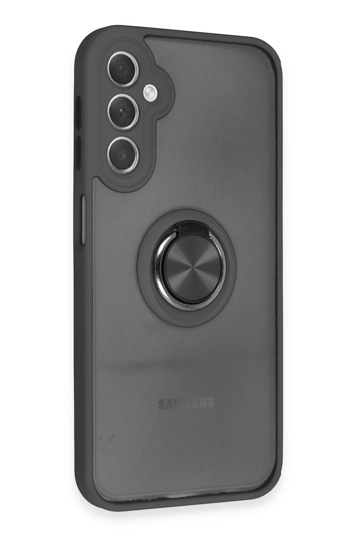 Samsung Galaxy A24 4G Kılıf Montreal Yüzüklü Silikon Kapak - Siyah-(5796) - Görsel 2