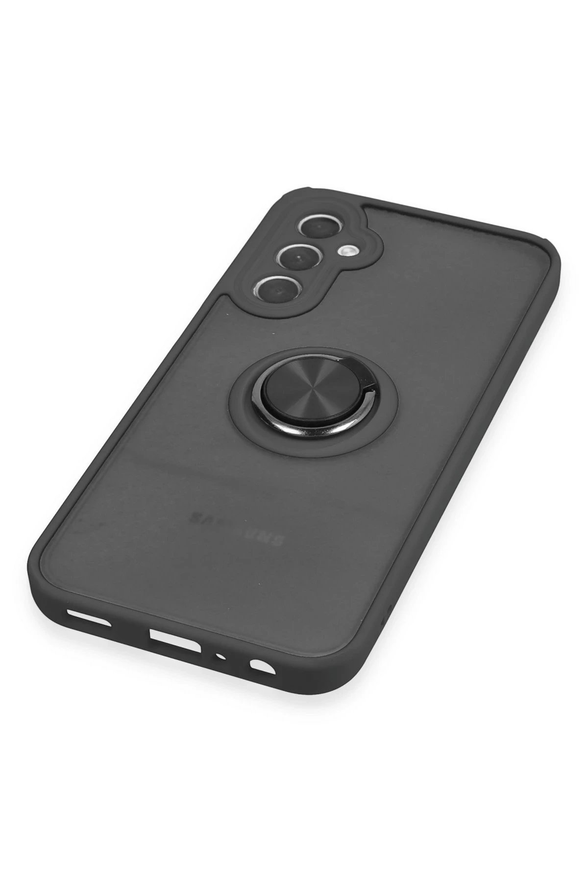 Samsung Galaxy A24 4G Kılıf Montreal Yüzüklü Silikon Kapak - Siyah-(5796) - Görsel 5