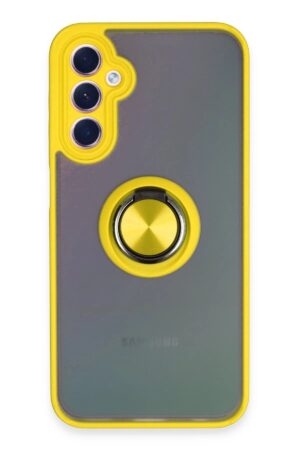 Samsung Galaxy A24 4G Kılıf Montreal Yüzüklü Silikon Kapak - Sarı-(5796)