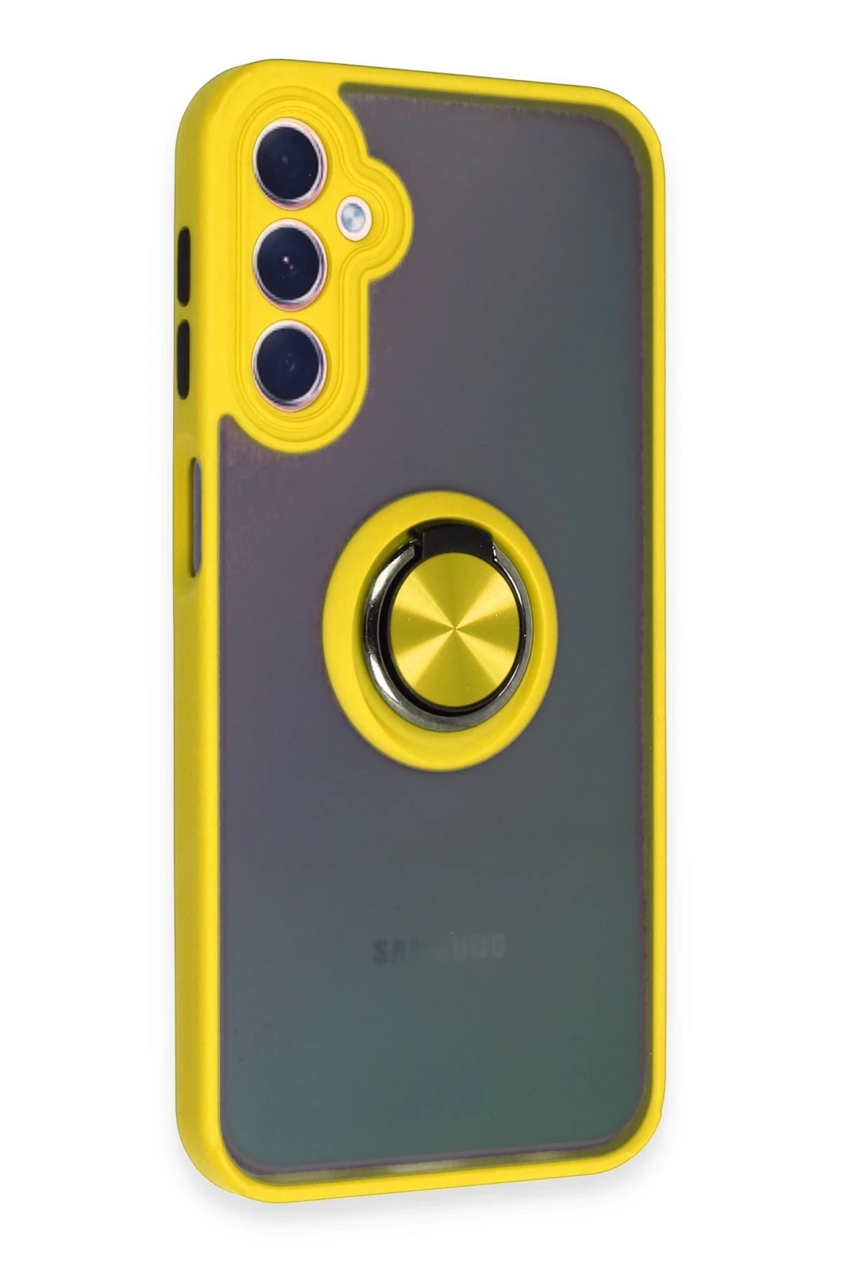 Samsung Galaxy A24 4G Kılıf Montreal Yüzüklü Silikon Kapak - Sarı-(5796) - Görsel 2