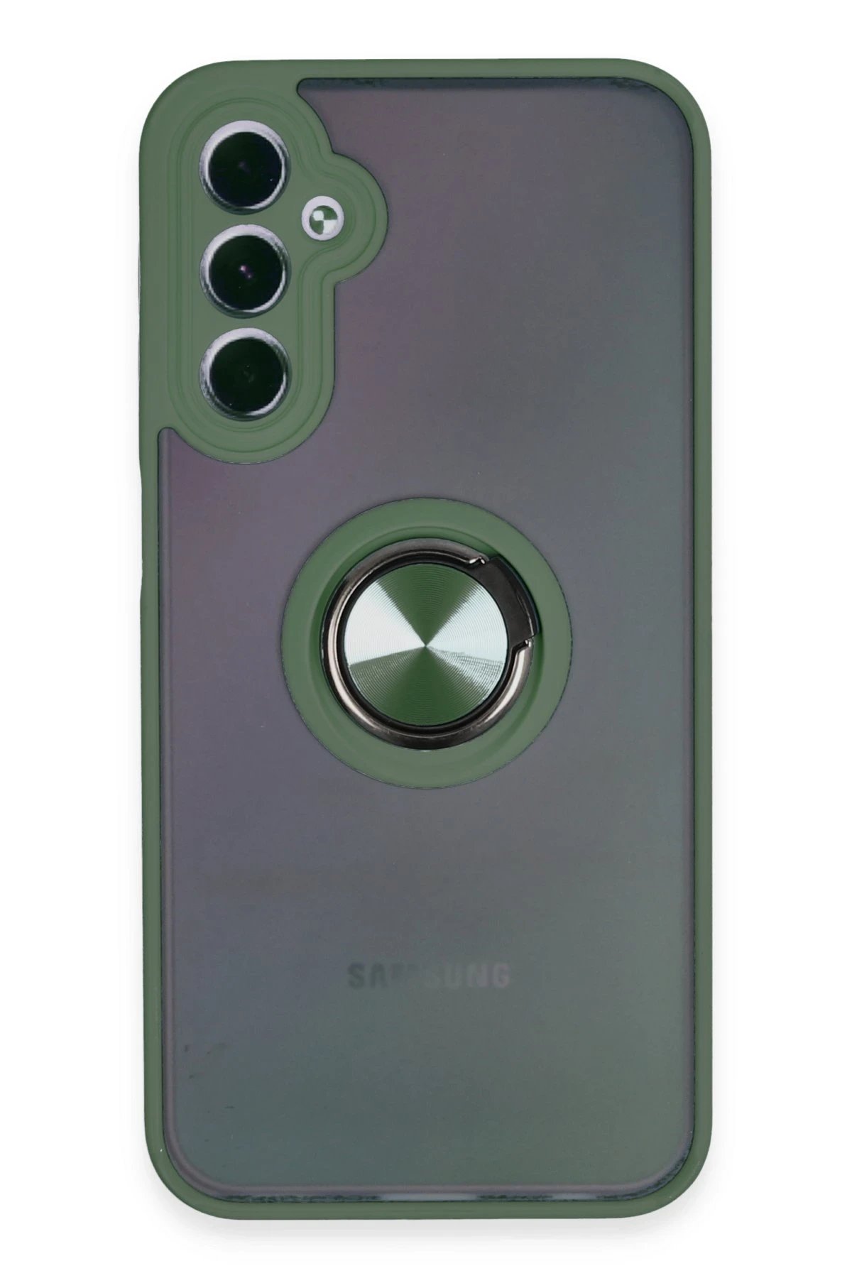 Samsung Galaxy A24 4G Kılıf Montreal Yüzüklü Silikon Kapak - Yeşil-(5796)