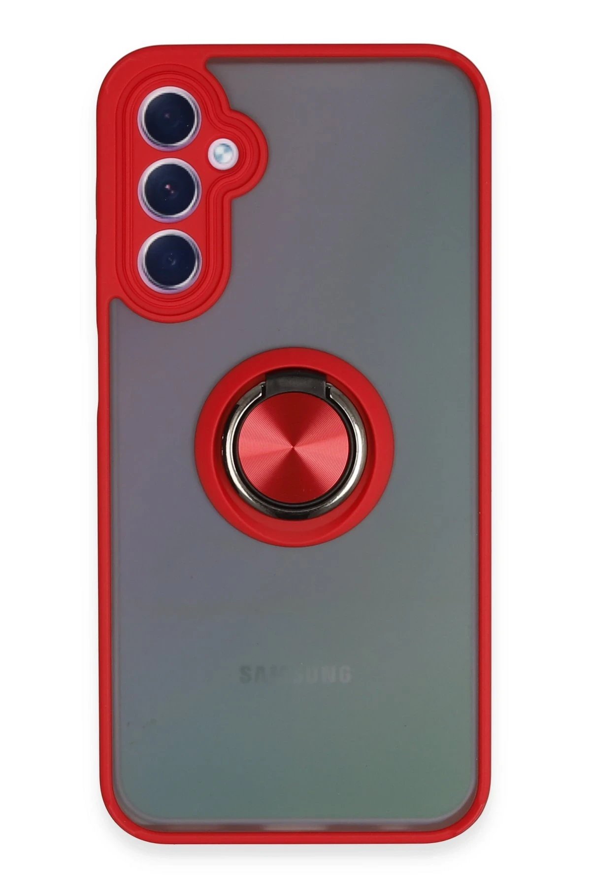 Samsung Galaxy A24 4G Kılıf Montreal Yüzüklü Silikon Kapak - Kırmızı-(5796)