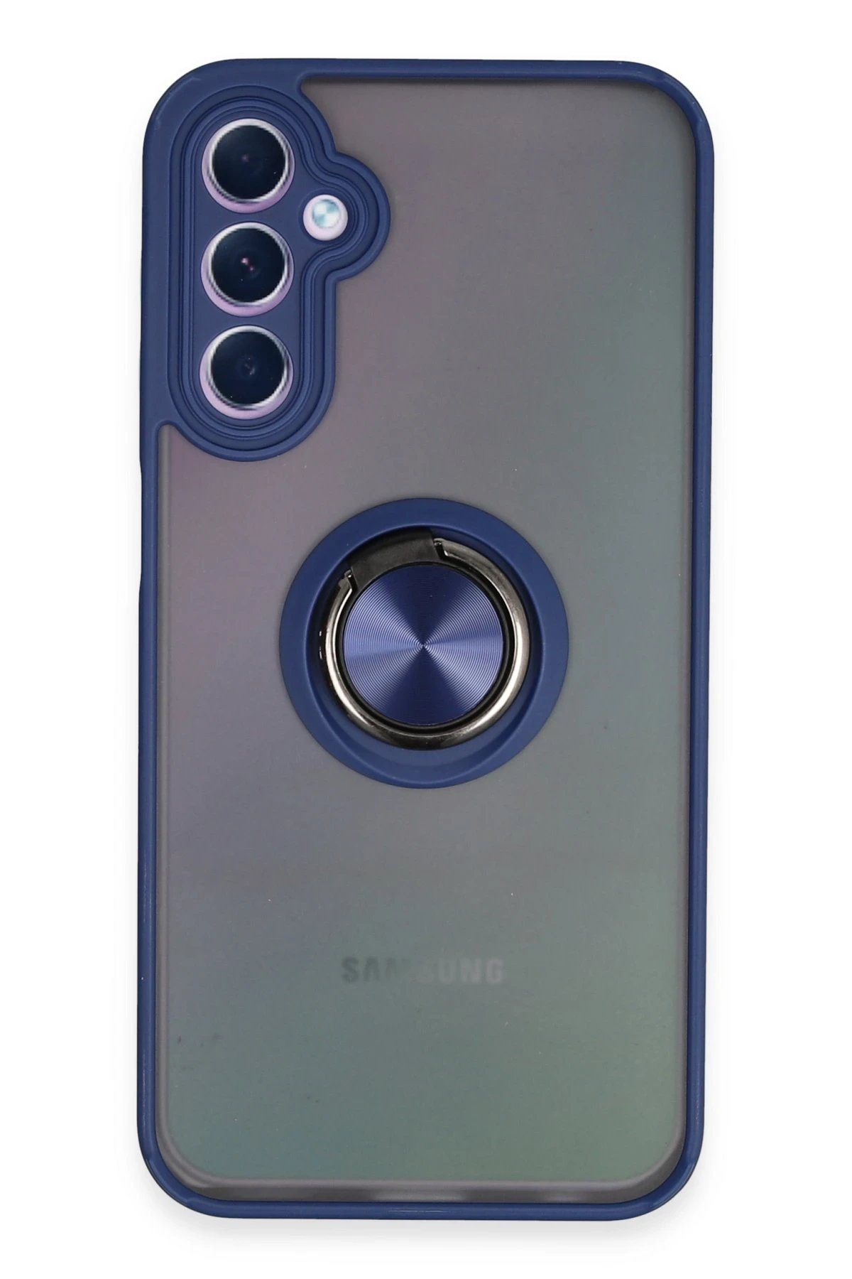 Samsung Galaxy A24 4G Kılıf Montreal Yüzüklü Silikon Kapak - Lacivert-(5796)