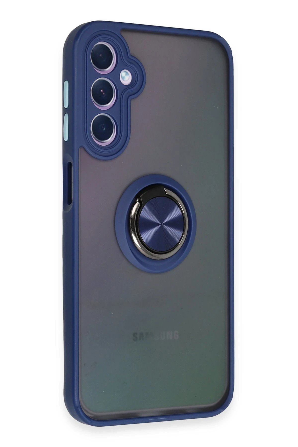 Samsung Galaxy A24 4G Kılıf Montreal Yüzüklü Silikon Kapak - Lacivert-(5796) - Görsel 2