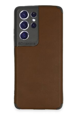 Samsung Galaxy S21 Ultra Kılıf Loop Deri Silikon - Kahverengi-(5796)