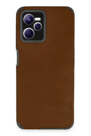 Realme C35 Kılıf Loop Deri Silikon - Kahverengi-(5796)