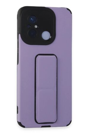 Xiaomi Redmi 12C Kılıf Mega Standlı Silikon - Lila-(5796)
