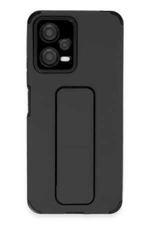 Xiaomi Poco X5 5G Kılıf Mega Standlı Silikon - Siyah-(5796)