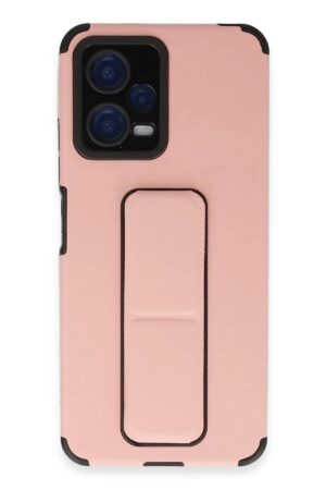 Xiaomi Poco X5 5G Kılıf Mega Standlı Silikon - Pudra-(5796)